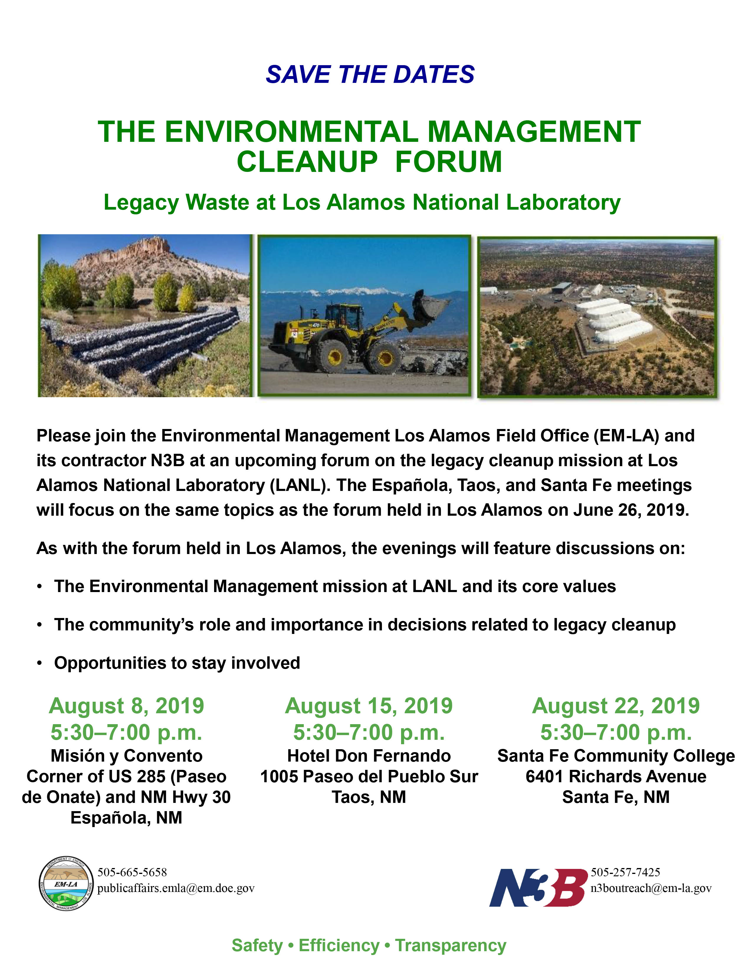 DOE Environmental Management And N3B To Hold Legacy Waste Forums In