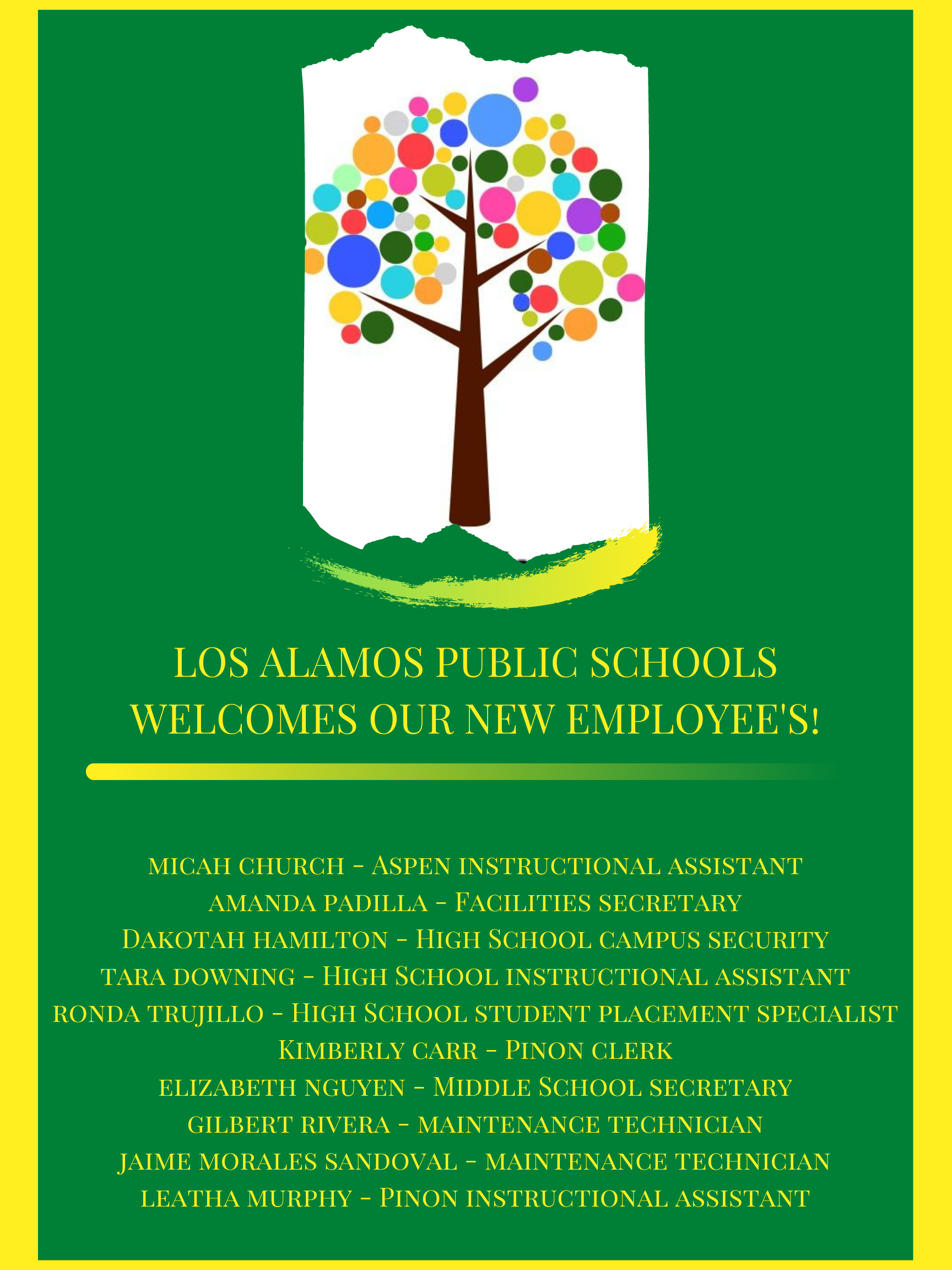 Los Alamos Public Schools New Employees For 20202021 School