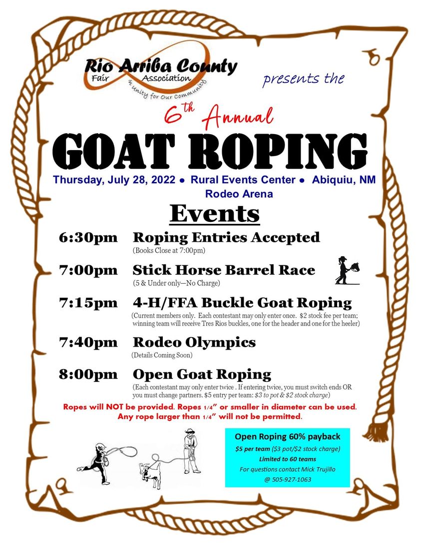 6th Annual Rio Arriba County Fair Goat Roping Event Set For Thursday ...