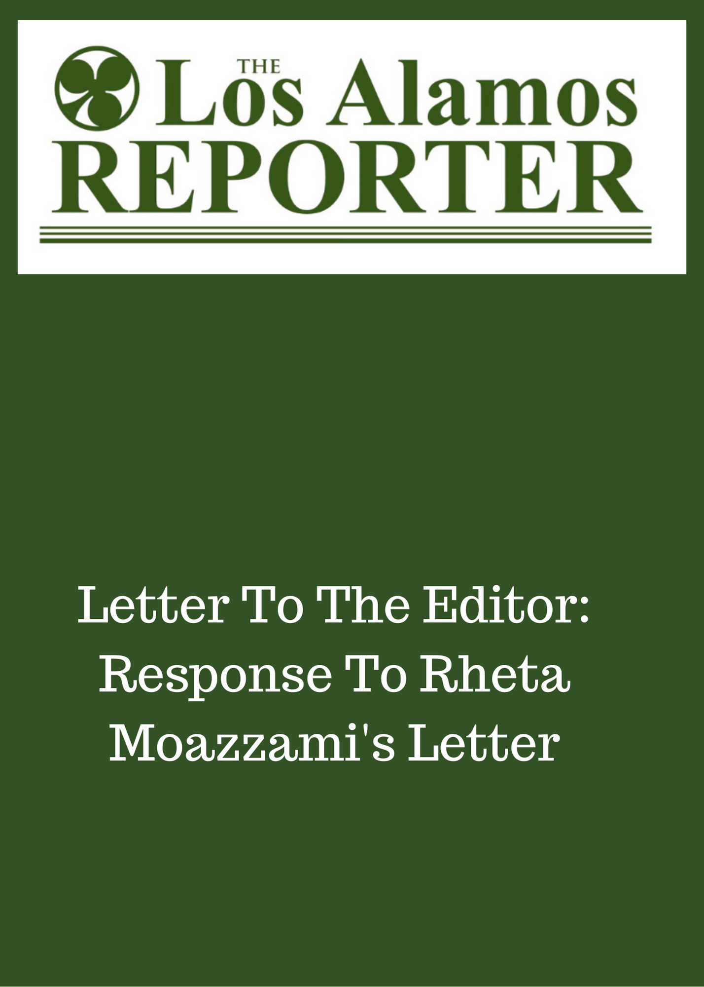 Response To Rheta Moazzami's Letter – Los Alamos Reporter - Vimarsana News