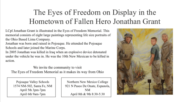 Eyes Of Freedom Memorial On Display In Pojoaque April 5-6 And At Northern New Mexico College April 8-9 - Vimarsana News