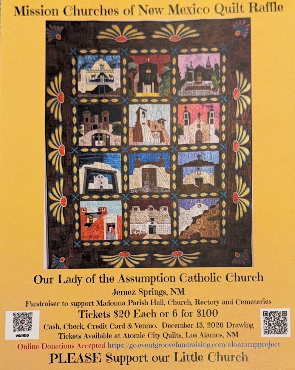 Our Lady Of The Assumption Catholic Church In Jemez Springs Holds Mission Churches Of New Mexico Quilt Raffle
