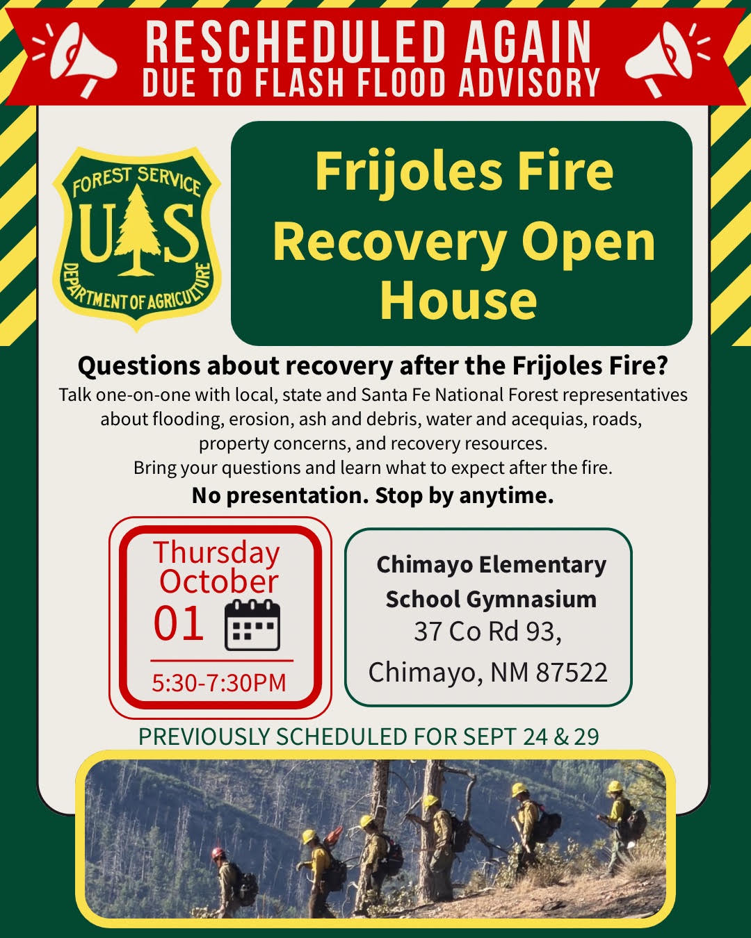 Frijoles Fire Recovery Open House Rescheduled Again Due To Flash Flood Advisory