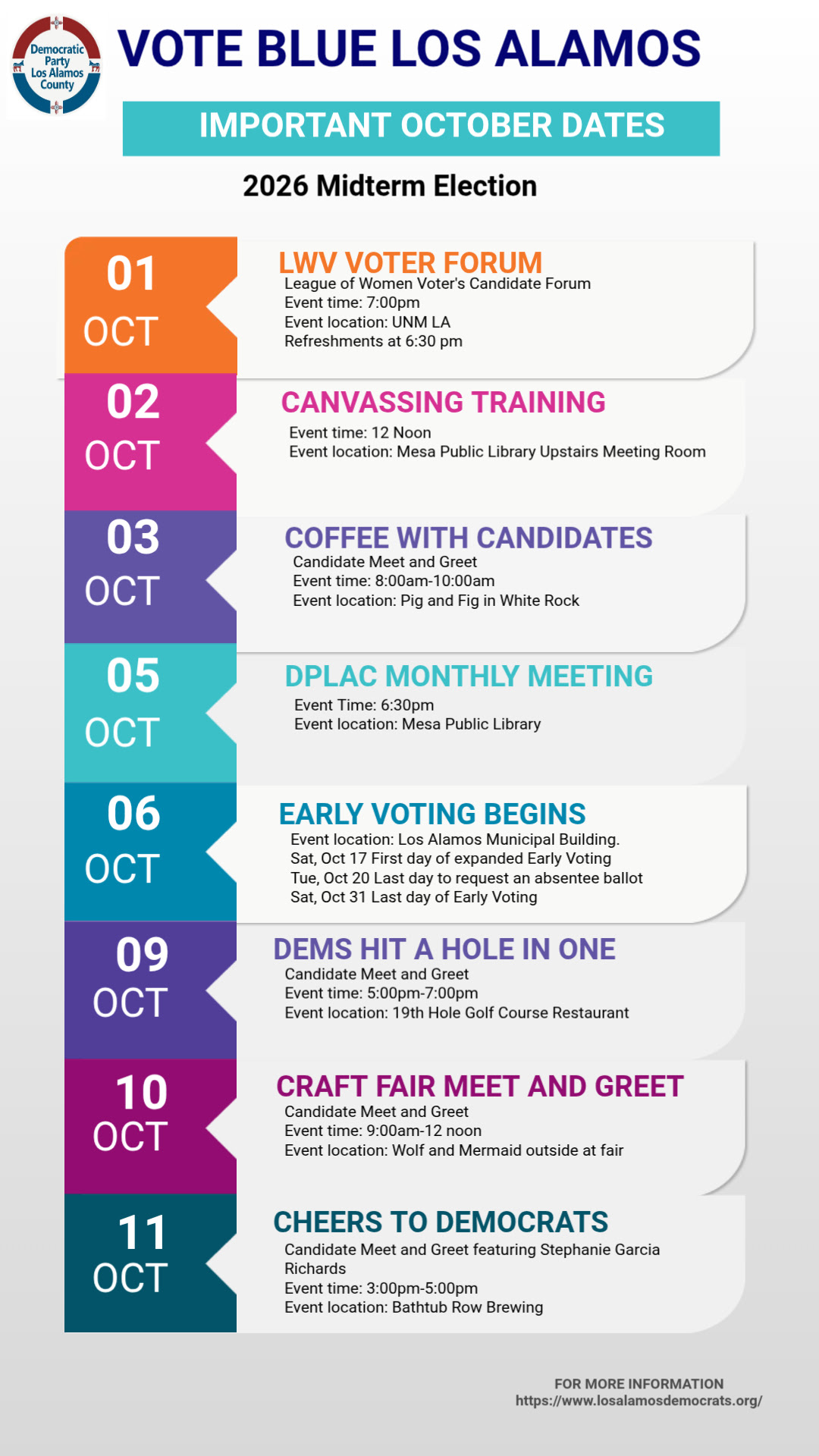 Democratic Party Of Los Alamos Announces Its Important October Dates