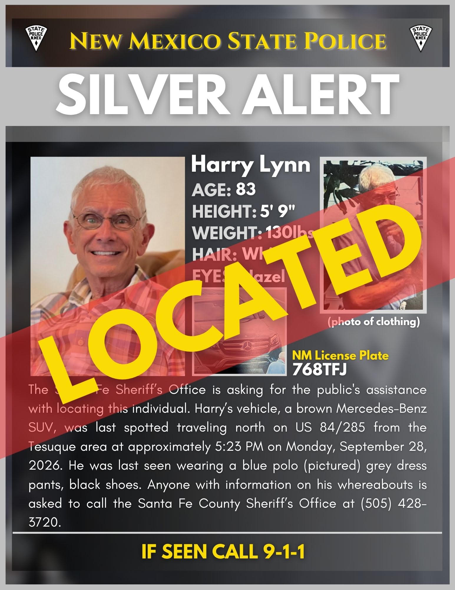 State Police Silver Alert: Harry Lynn Has Been Located