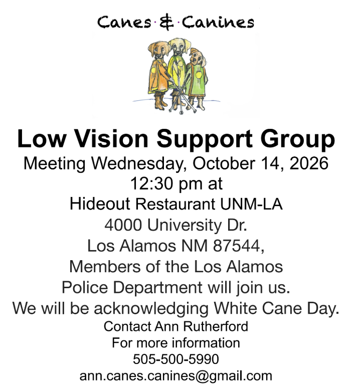 Canes & Canines Low Vision Support Group To Acknowledge ‘White Cane Day’ Oct. 14