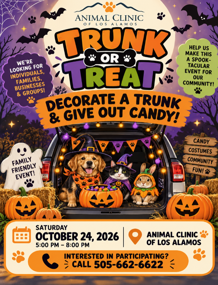 Animal Clinic Of Los Alamos To Host Trunk Or Treat Costume Contest Saturday, Oct. 24: Opportunies Also To Decorate A Trunk And Hand Out Candy