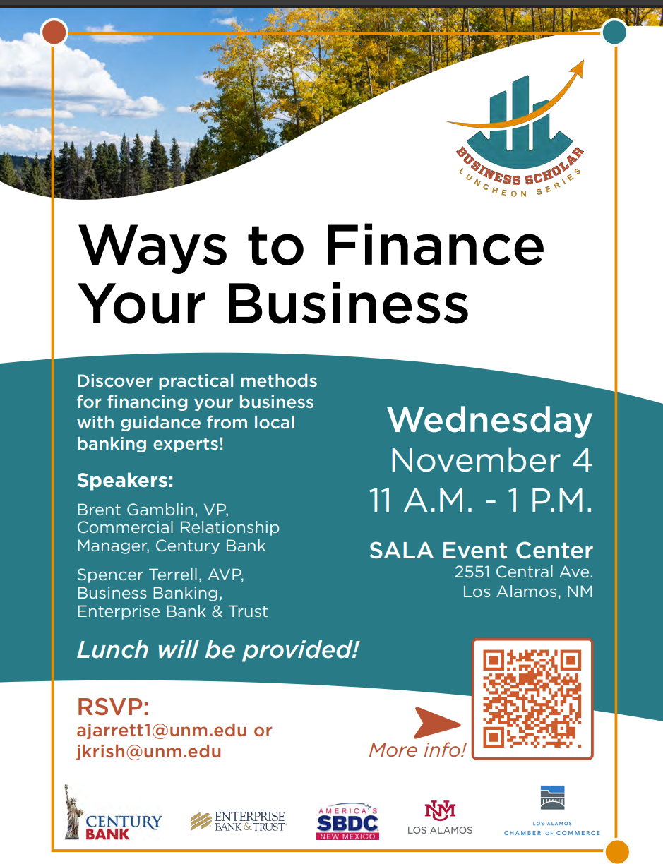 Business Scholar Luncheon Series Presents ‘Ways to Finance Your Business’ Nov. 4 At SALA