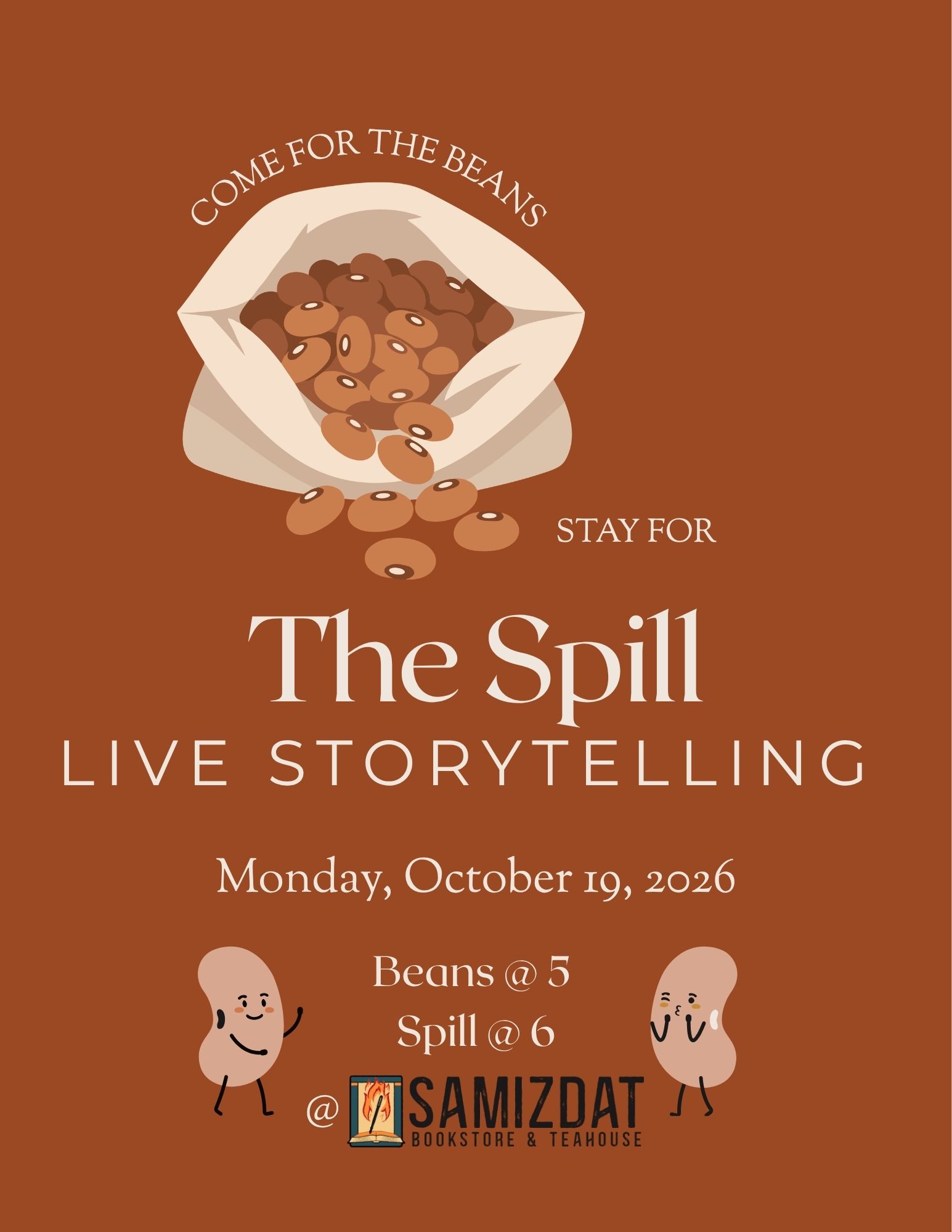 Third Time’s A Tradition: Samizdat Welcomes The Spill, Live Storytelling, Back Monday, Oct. 19
