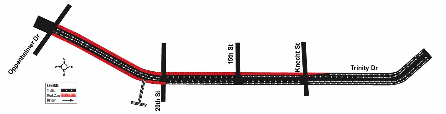 NM 502/Trinity Drive Safety And ADA Improvements (Oppenheimer to Knecht): Construction Is Continuing – Update for Oct,  26-30